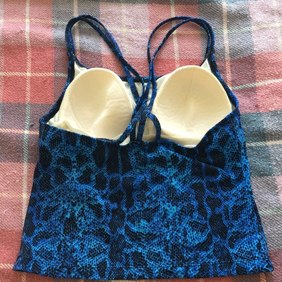 Blue and black pattern tankini size 12 - Picture 3 of 4